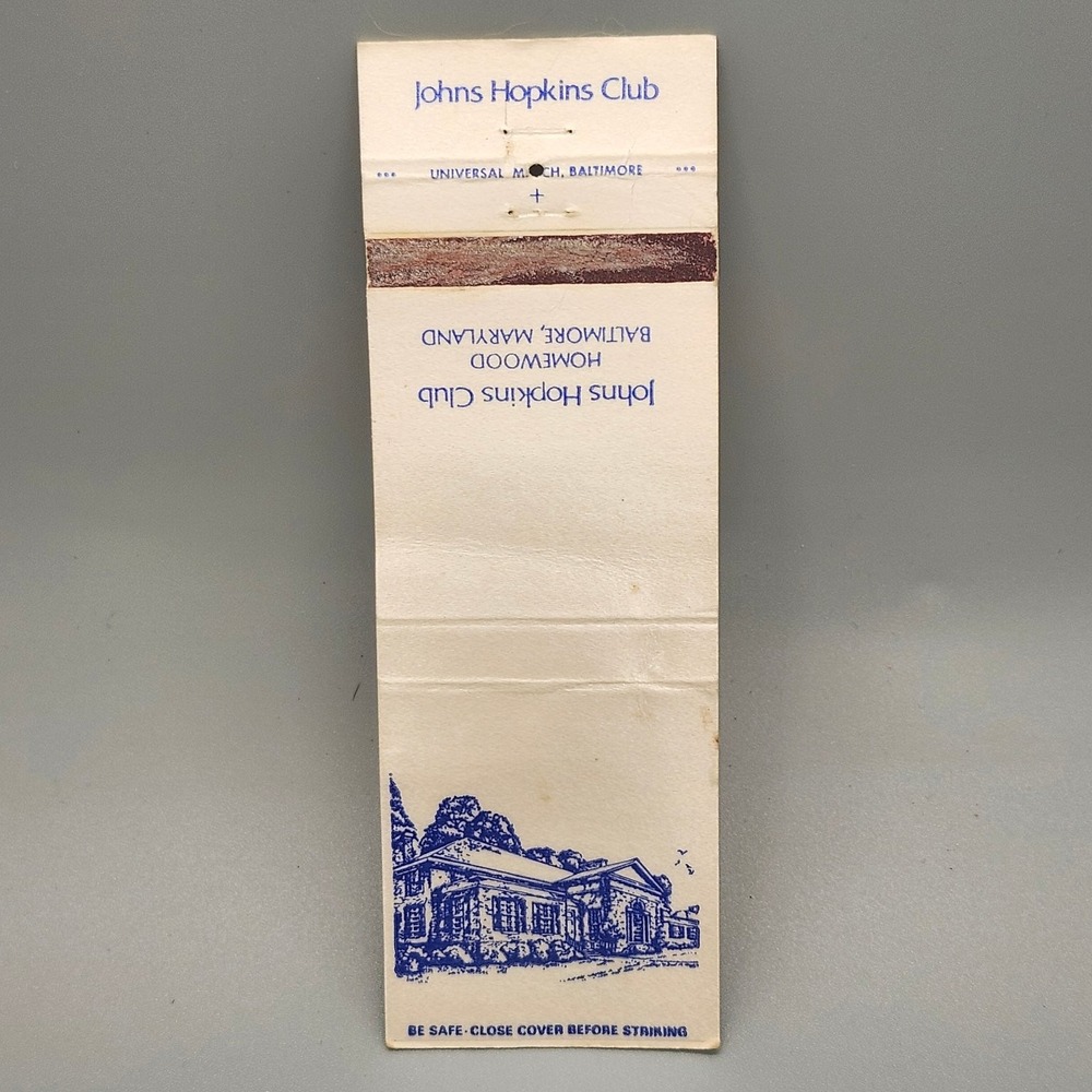 Vintage Johns Hopkins Club Matchbook Homewood Baltimore MD University Uniglo